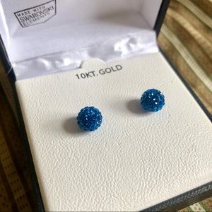 Renaissance Blue 10k Gold Stud Earrings
